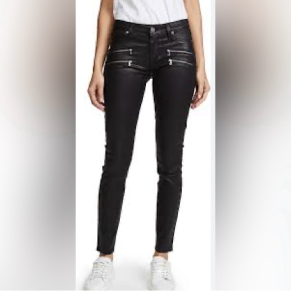 Paige Black Skinny Jeans with Zipper Details